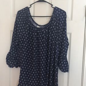 Navy blue/white peasant blouse, size 1x